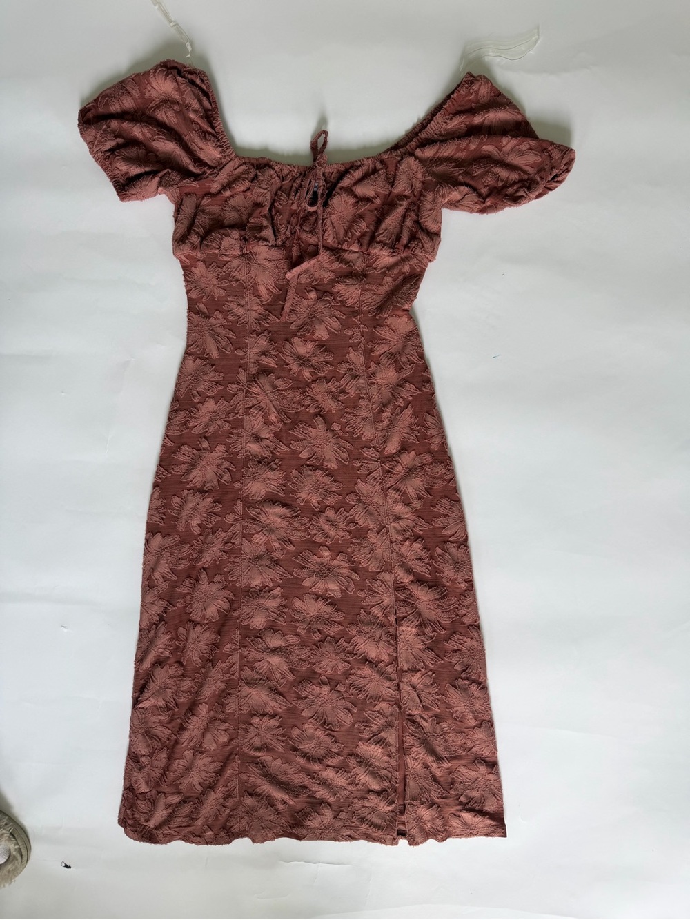 Lavender Moon mauve pink Floral Off-Shoulder Midi Dress